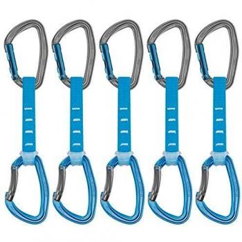 Petzl Djinn Axess - Pack de Mosquetones de Seguridad, Cintas Exprés, Unisex, para Adulto, 12 cm, Color Azul, Lote de 6 Unidades