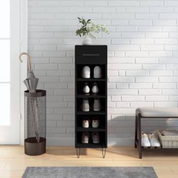 Zapatero negro de madera multicapa 30x35x105 cm