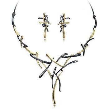 Viennois - Conjunto de joyería de Oro Rosa, Collar con Cruz y Pendientes para Mujer