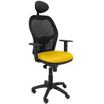 Silla de Oficina Jorquera en Malla Negra y Asiento Bali Rosa Pálido con Cabecero Fijo - Piqueras y Crespo