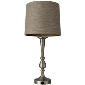 FABRILAMP Sobremesa Khalifa E27 níquel Puerto USB