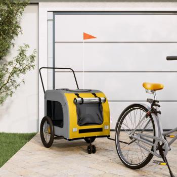 Remolque de bicicleta para mascotas de hierro y tela Oxford, disponible en colores amarillo y gris