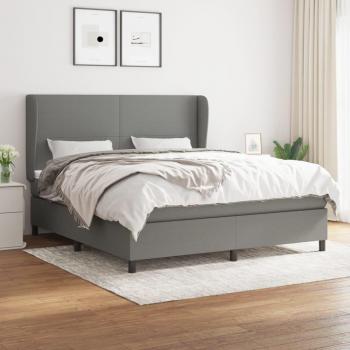 Cama box spring con colchón de muelles gris oscuro 180x200 cm Tela