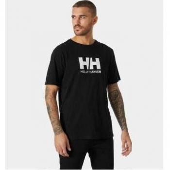 Camiseta de algodón para hombre con logo negro de la marca Helly Hansen