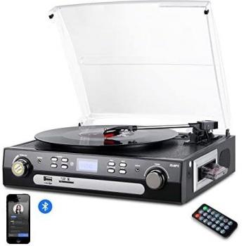 DIGITNOW! Tocadiscos de Vinilo Bluetooth con Altavoces estéreo, 33/45/78 RPM de Velocidad,para Entretenimiento y decoración del hogar