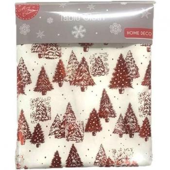 Mantel navideño diseño abetos rojo 230x140 cm
