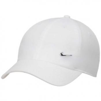 Gorra Nike Dri-FIT Club sin estructura con logotipo Swoosh metálico - Blanco (L/XL)