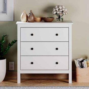 Cómoda Blanca Samy Sinfonier de Madera con 3 Cajones, Dimensiones 77x81x40 CM