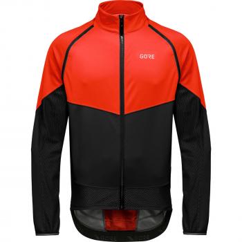 Chaqueta GOREWEAR Phantom GORE-TEX INFINIUM™ con mangas desmontables, color rojo brillante y negro, talla M