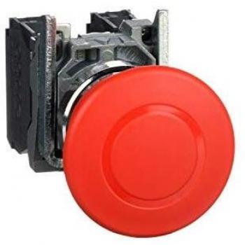 Schneider Electric Harmony XB4 Emergency Stop Switch, 22mm, Red Mushroom Push Button, Pull Release, IP66, Metal Front Ring, 1NO + 1NC Contacts