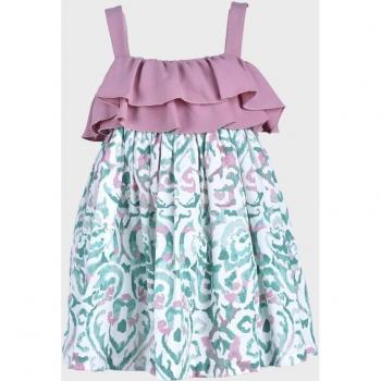 La Ormiga - Vestido de niña estampado en algodón con volantes