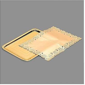 BOLSA CON 1 BANDEJA RECTANGULAR CON BLONDA ORO 25x34cm