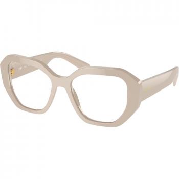 Prada PR A07V 11O1O1 Women's Eyeglasses Geometric Ivory Frame, Brown Color, Size 50, Blue Light Block Available