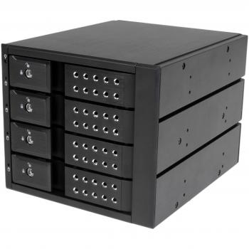 StarTech.com HSB4SATSASBA - Rack móvil con 4 bahías de 3.5 sin bandeja, SAS II SATA III