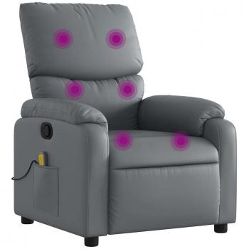 vidaXL Gray Faux Leather Massage Recliner Chair