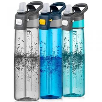 Niodora Botella de Agua, 750ml Botella de Agua Deportiva de Plastico, Botella Agua Reutilizable A Prueba de Fugas Sin BPA para Deporte, Gimnasio, Ciclismo, Senderismo