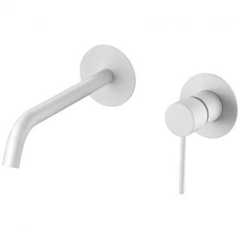Grifo Empotrado Monomando de Lavabo con Montaje a la Pared - Color Blanco Mate - Mice Collection