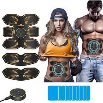 ANLAN Electroestimulador Abdominal, Maquina Abdominales Electrica, EMS Estimulador, Abdomen/Brazo/Piernas Entrenador Muscular con USB Recargable, 6 Modos y 10 Niveles de Intensidad