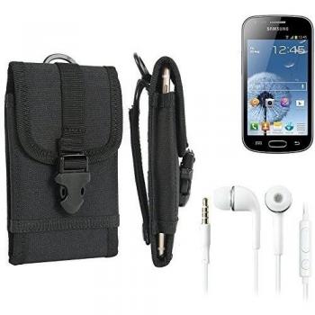 bolsa del cinturón / funda para Samsung Galaxy Trend, negro + Auriculares | caja del teléfono cubierta protectora bolso - K-S-Trade