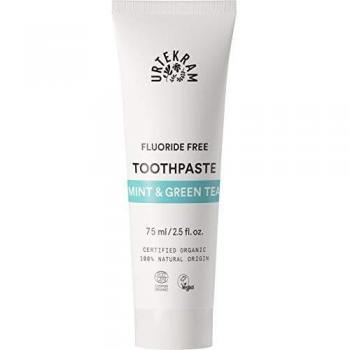 Urtekram - Dentífrico de Menta y Té Verde Bio, Sin Flúor, 75 ml