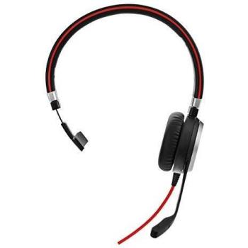 Jabra Evolve 40 UC - Auriculares Monoaura Certificados por Microsoft para VoIP Softphone - Cancelación Pasiva de Ruido - Jack de 3,5 mm - Negro