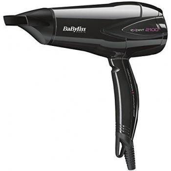 BaByliss Expert - Secador de pelo económico, 25% ahorro de energía, 2 temperaturas, aire frío, boquilla incluida, anilla de colgar, 2100 W, color negro