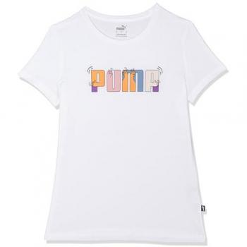 Camiseta de Manga Corta Puma Essential+ Gráfica Blanca para Mujer, Talla XL