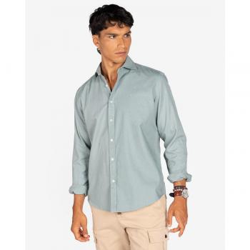 Harper & Neyer - Camisa Ayram para hombre en verde liso de algodón orgánico