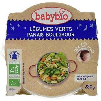 Plato Buenas Noches Verduras Verdes Panais Boulghour Bio 230g (a partir de 12 meses)