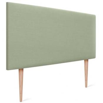 Cabecero Tapizado de Lino Natural Verde 80x105cm con Patas para Cama Dormitorio Moderno