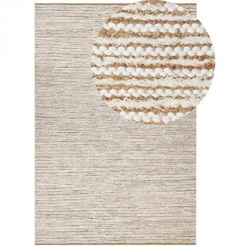 Alfombra Moderna Beige y Blanca 200 x 300 cm Rectangular Hecha a Mano Reversible de Pelo Bajo