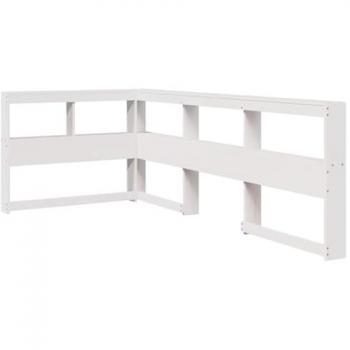 Cabecero librería en forma de L blanco 90 cm madera maciza de pino