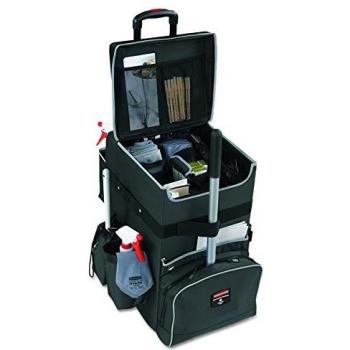 Carro de Limpieza Rubbermaid Quick Cart Grande, 60 l, Telescopio, Resistente al Agua y Aceite, con Bolsillos Exteriores e Interiores