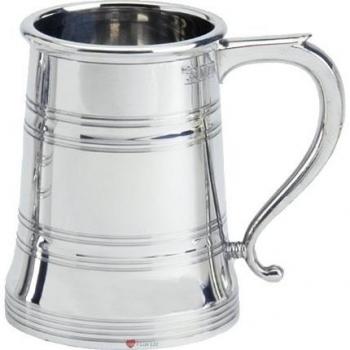 Pewterware Jarra de Cerveza de 1 Pinta Jarra de Cerveza de Forma Tradicional Base de Vidrio Grabable