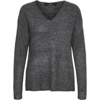 Vero Moda Women's Medium Grey Melange V-Neck Sweater (Model: vmcrewlefile)