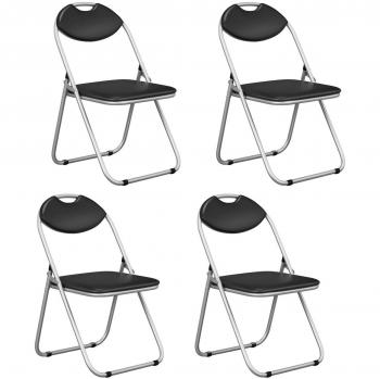 Portable Folding Dining Chair Set with Carrying Handle (4-Pack) - Black U-Shape Outdoor Chairs