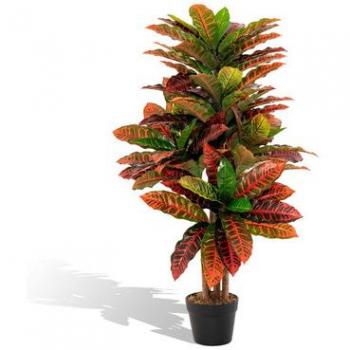 40-Inch Faux Croton Palm Tree with Pot