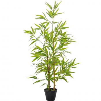 Outsunny Árbol de Bambú Artificial en Maceta 120 cm Planta Artificial Decorativa para Interior y Exterior Hogar Salón Oficina Verde
