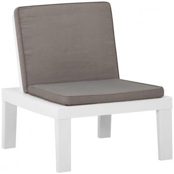 White Plastic Garden Lounge Chair with Cushion