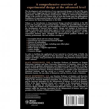 Advanced Experimental Design: Wiley Series in Probability and Statistics