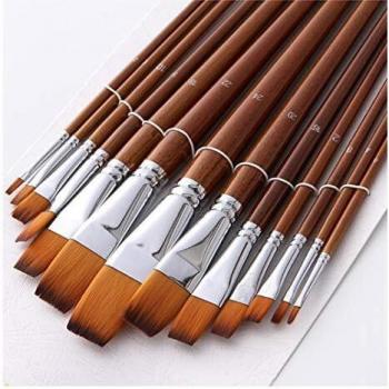 Arte pincel 13pcs Plana Mango largo Pelo de nylon Para Pintura de lienzos, pintura de Jacqueline, arte de dibujo, arte
