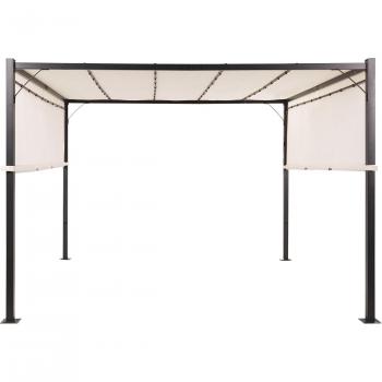 Cenador LED de metal y poliéster beige y negro 310 cm Pérgola Pabellón Parga