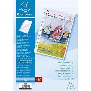 Exacompta 5310E - Bolsa de 10 fundas con multitaladros y apertura lateral completa, A4