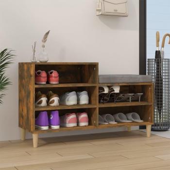 Zapatero de Madera Contrachapada VidaXL con Armario para Pasillo y Entrada en Color Gris Sonoma, Negro y Blanco - Dimensiones 102x36x60 cm, acabado en Roble Ahumado, Marrón