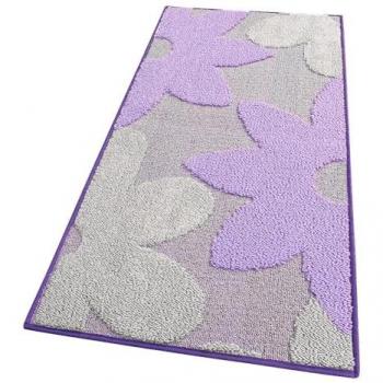 Alfombra de cocina 3D flores tridimensionales suave antideslizante violeta 57x230 cm