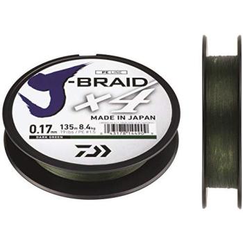 Daiwa J-Trenza X4 Trenzado Sedal - Todas Las Tallas & Colores - Verde Oscuro, 0.10mm 270m