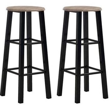 vidaXL 2X Taburetes de Cocina MDF Mobiliario para Decoración Casa Hogar Elegantes Funcionales Modernos Prácticos Patio Bar Restaurante Duradero Negros