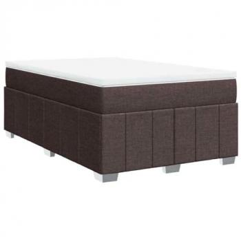 Cama Box Spring con colchón tela marrón oscuro 120x200 cm