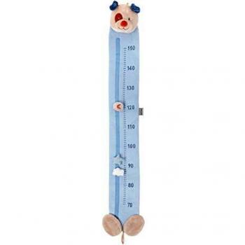 Nattou Medidor para niños del perro Jim para la habitación infantil, Escala de medición de 70 a 150 cm, Jim y Bob, Azul/beige