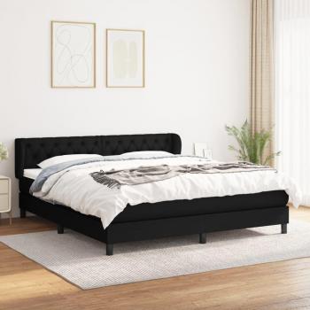 Cama box spring con colchón negro 160x200 cm en tela